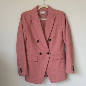 LOFT Size 2 Melange Pink Wool Blend Blazer | Double Breasted Spring Jacket